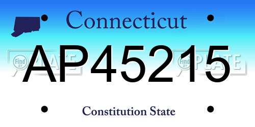 AP45215 Connecticut License Plate