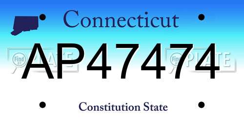 AP47474 Connecticut License Plate