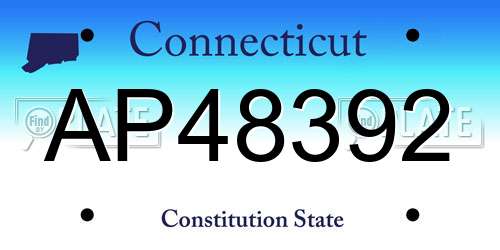 AP48392 Connecticut License Plate