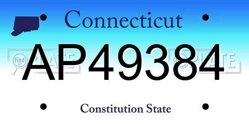 AP49384 Connecticut License Plate