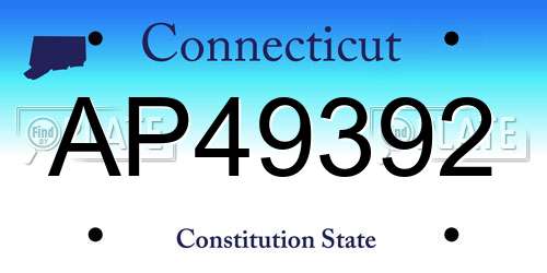 AP49392 Connecticut License Plate