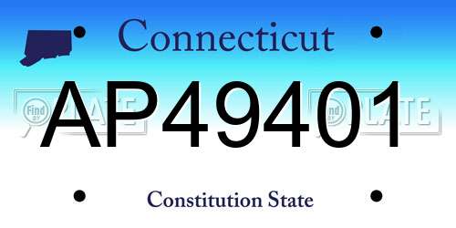 AP49401 Connecticut License Plate