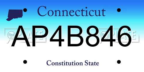 AP4B846 Connecticut License Plate