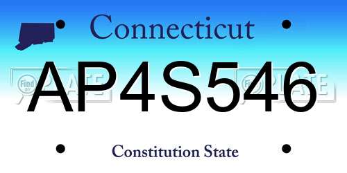 AP4S546 Connecticut License Plate
