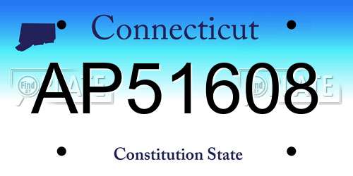 AP51608 Connecticut License Plate