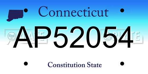 AP52054 Connecticut License Plate
