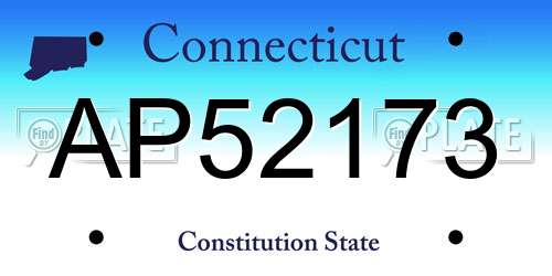 AP52173 Connecticut License Plate
