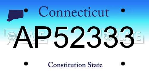 AP52333 Connecticut License Plate