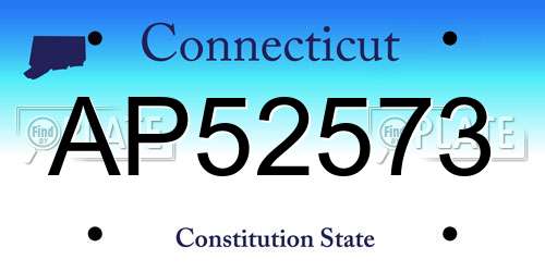 AP52573 Connecticut License Plate