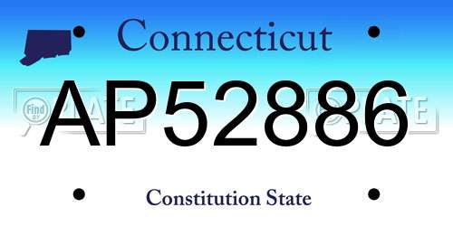 AP52886 Connecticut License Plate