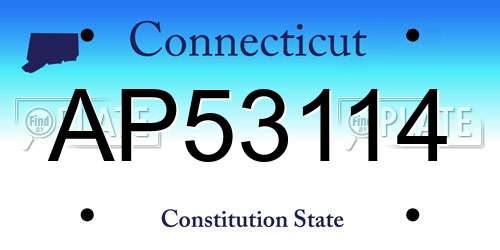 AP53114 Connecticut License Plate