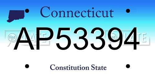 AP53394 Connecticut License Plate