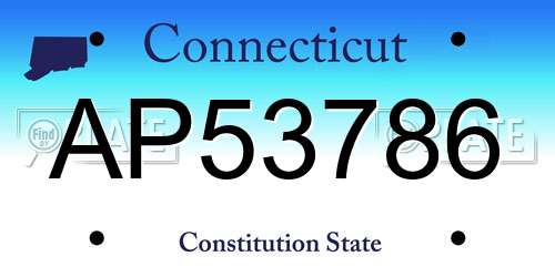 AP53786 Connecticut License Plate