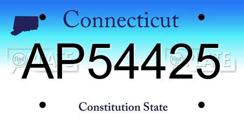 AP54425 Connecticut License Plate