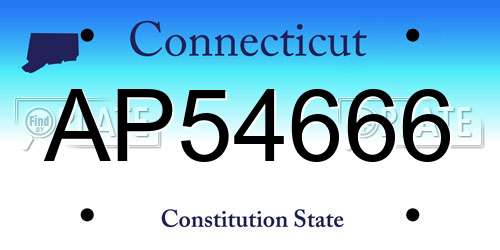 AP54666 Connecticut License Plate