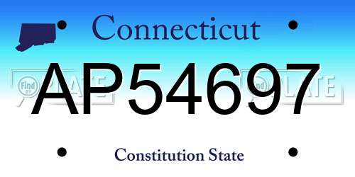 AP54697 Connecticut License Plate