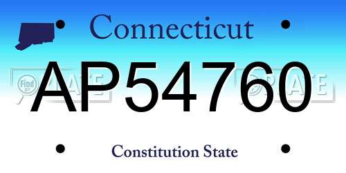 AP54760 Connecticut License Plate
