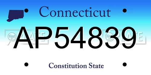 AP54839 Connecticut License Plate