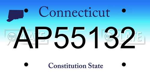 AP55132 Connecticut License Plate