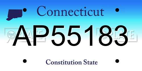 AP55183 Connecticut License Plate