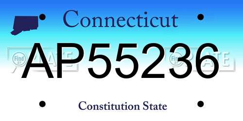 AP55236 Connecticut License Plate