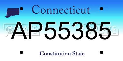 AP55385 Connecticut License Plate