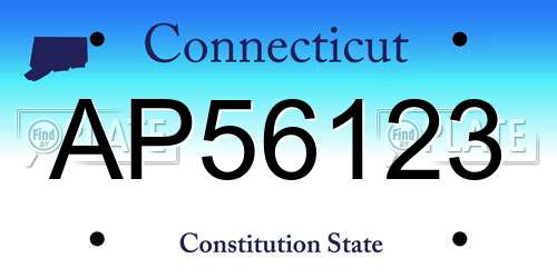 AP56123 Connecticut License Plate