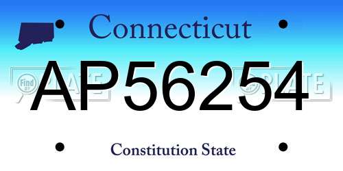 AP56254 Connecticut License Plate