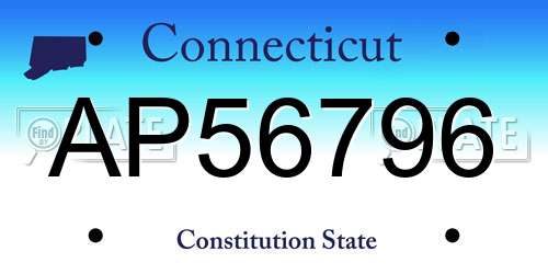 AP56796 Connecticut License Plate