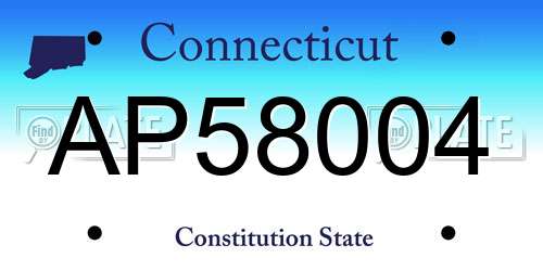AP58004 Connecticut License Plate