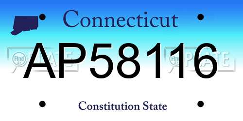 AP58116 Connecticut License Plate