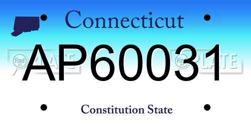 AP60031 Connecticut License Plate