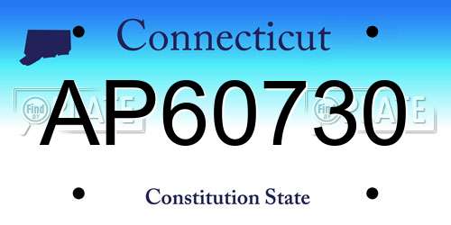 AP60730 Connecticut License Plate