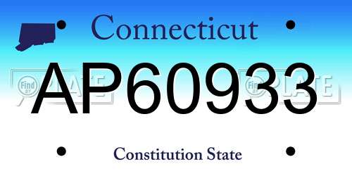 AP60933 Connecticut License Plate