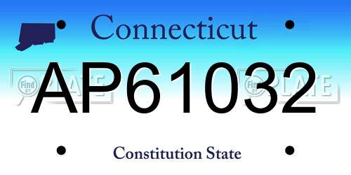 AP61032 Connecticut License Plate
