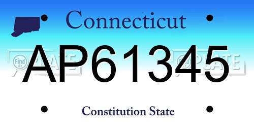 AP61345 Connecticut License Plate