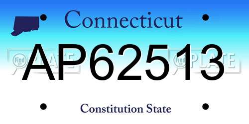 AP62513 Connecticut License Plate