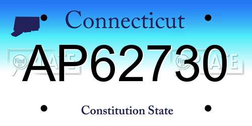 AP62730 Connecticut License Plate