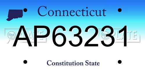 AP63231 Connecticut License Plate