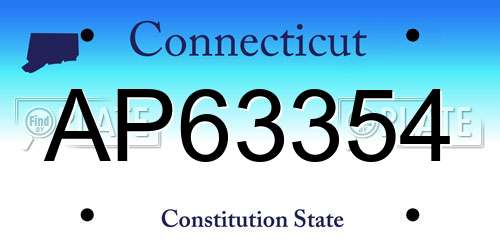 AP63354 Connecticut License Plate