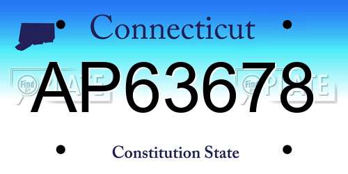 AP63678 Connecticut License Plate
