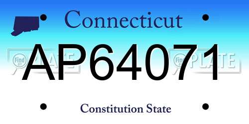 AP64071 Connecticut License Plate