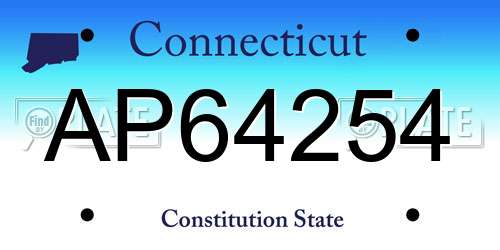 AP64254 Connecticut License Plate