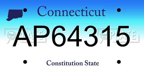 AP64315 Connecticut License Plate