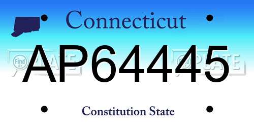 AP64445 Connecticut License Plate