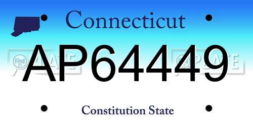 AP64449 Connecticut License Plate