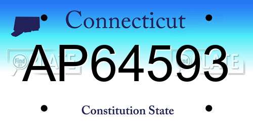 AP64593 Connecticut License Plate