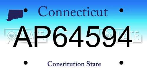 AP64594 Connecticut License Plate