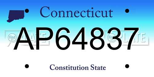 AP64837 Connecticut License Plate