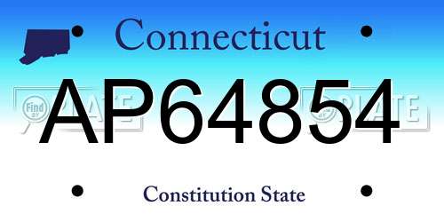 AP64854 Connecticut License Plate